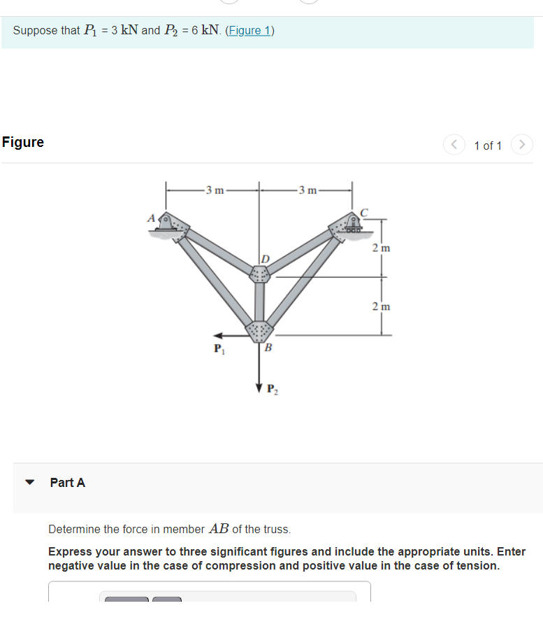 Solved Suppose that P1=3kN and P2=6kN. (Figure 1) Figure 1 | Chegg.com