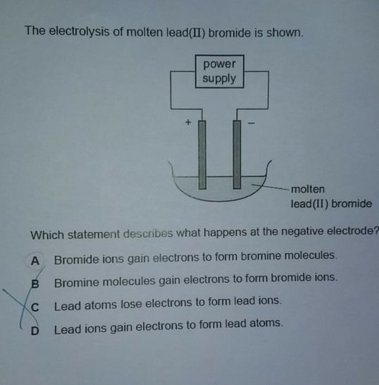 Solved The electrolysis of molten lead(II) bromide is shown. | Chegg.com