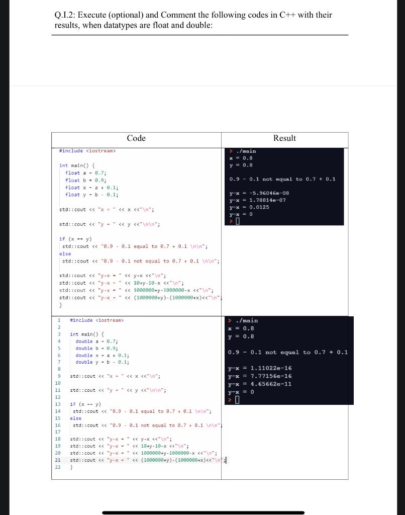 Q.I.2: Execute (optional) and Comment the following | Chegg.com