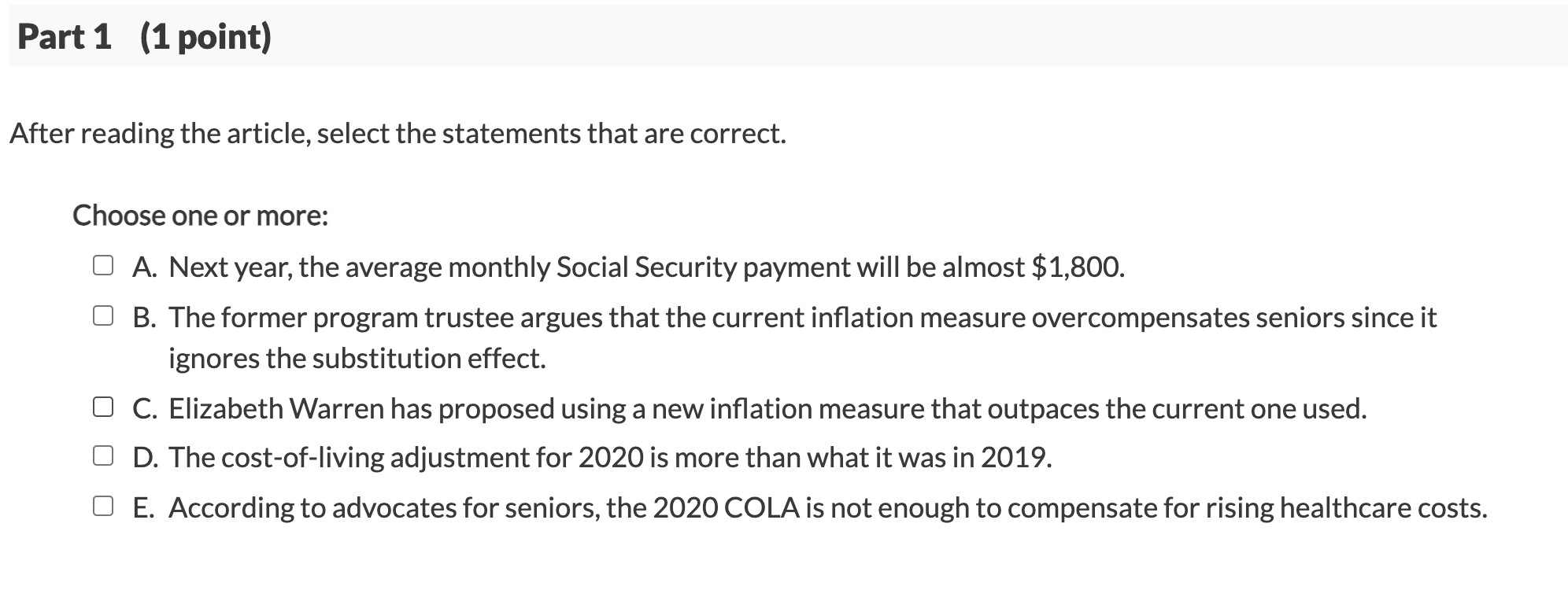 Solved Social Security checks to rise modestly amid push to