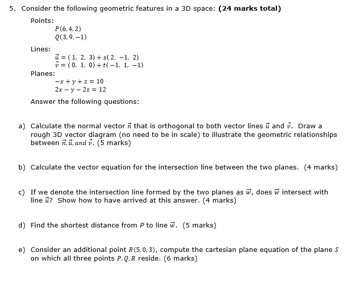 Solved 5 Consider The Following Geometric Features In A Chegg Com