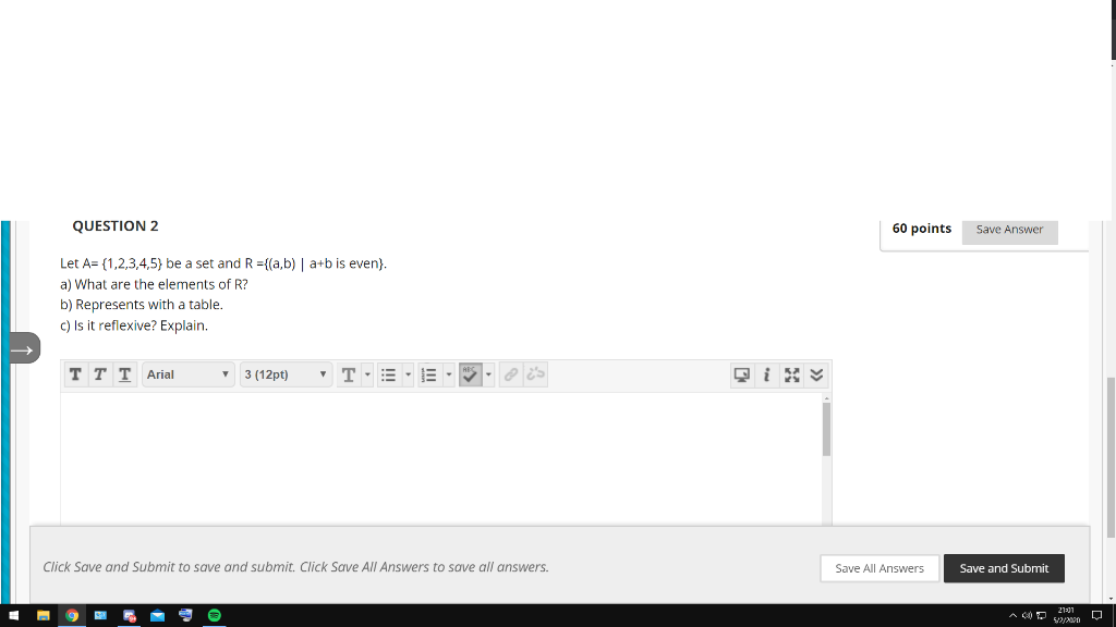Solved QUESTION 2 60 points Save Answer a+b is even). Let A= | Chegg.com