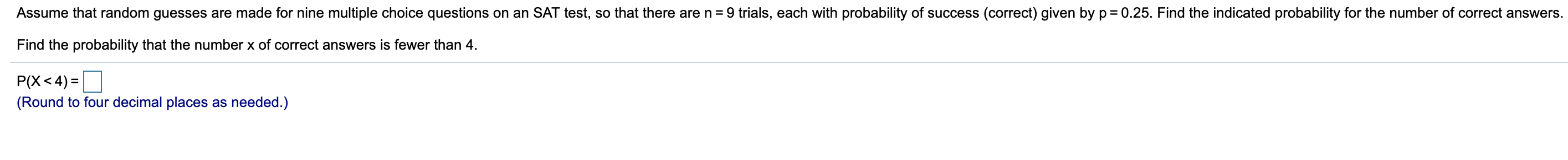 Solved Assume that random guesses are made for nine multiple | Chegg.com