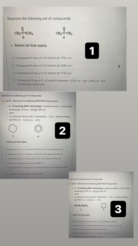 Solved Examine The Following Set Of Compounds. 8 CH3COCHZ 5 | Chegg.com