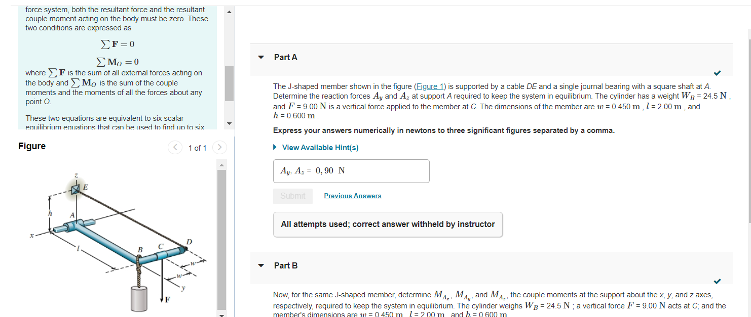 Solved Now, for the same J-shaped member, determine MAx,MAy, | Chegg.com