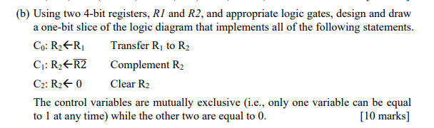 Solved (b) Using two 4-bit registers, RI and R2, and | Chegg.com