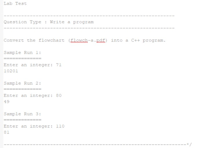 Lab Test Question Type : Write a program 1 - - - - | Chegg.com