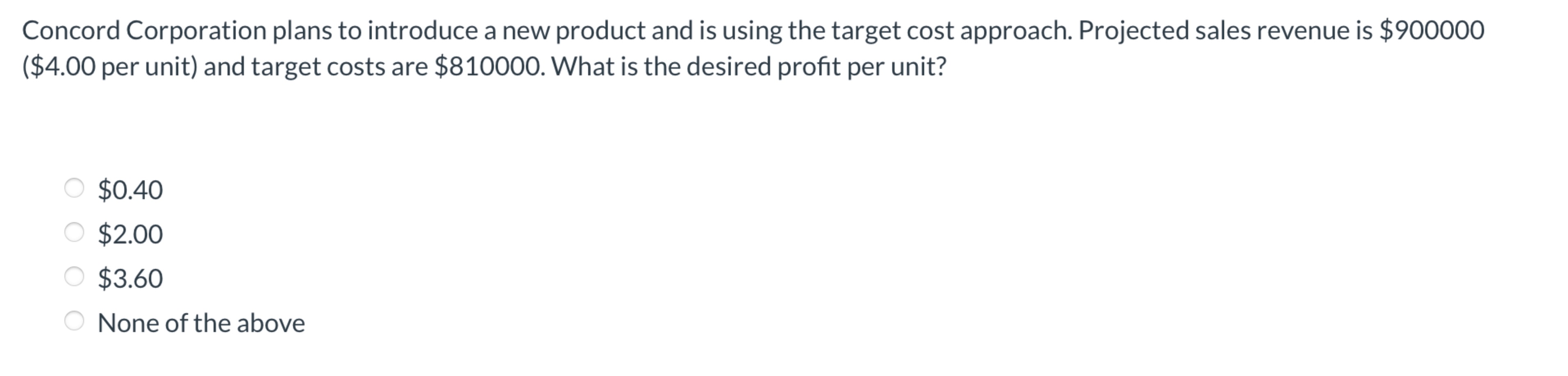 Solved Concord Corporation plans to introduce a new product | Chegg.com