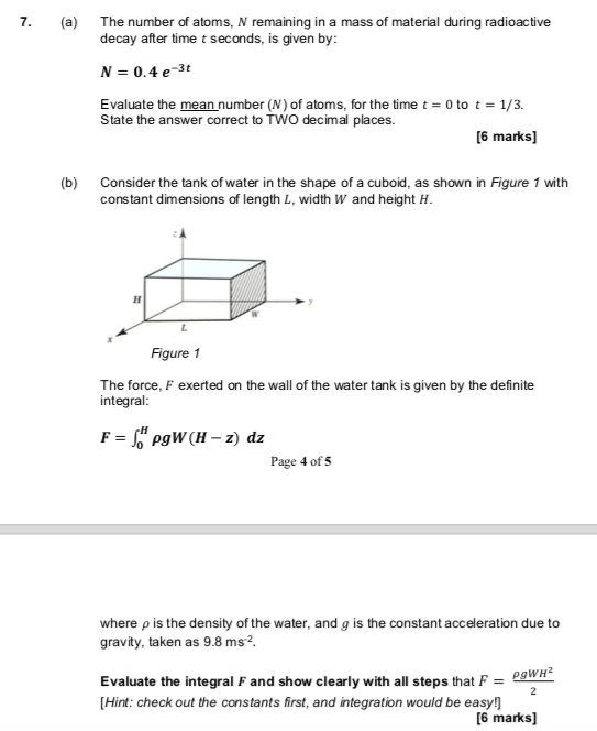 Solved 7. (a) The number of atoms, N remaining in a mass of | Chegg.com