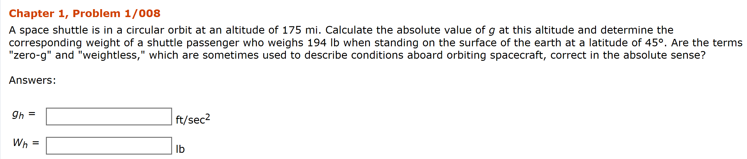 Solved Chapter 1, Problem 1/008 A space shuttle is in a | Chegg.com