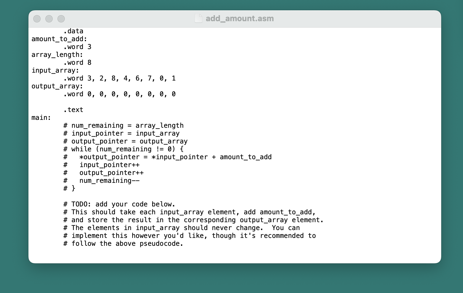 Solved Write MIPS Assembly Code Which, When Run Under | Chegg.com