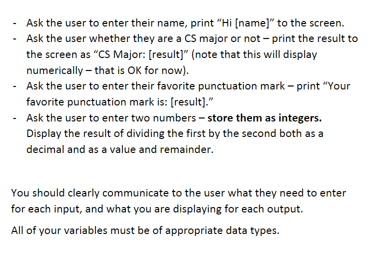 Solved Ask the user to enter their name, print “Hi [name]”