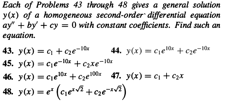 Solved Each of Problems 43 through 48 gives a general | Chegg.com