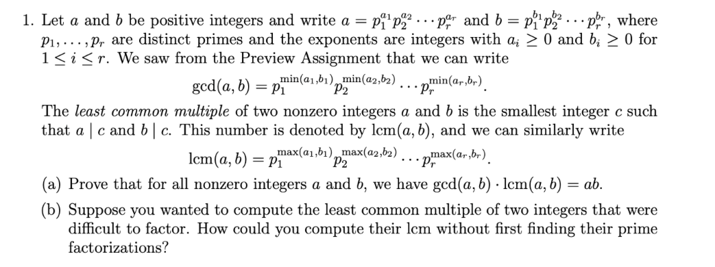 Solved 1. Let a and b be positive integers and write | Chegg.com