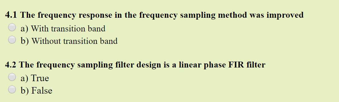 Solved Problem 4: Filter design using the frequency sampling | Chegg.com