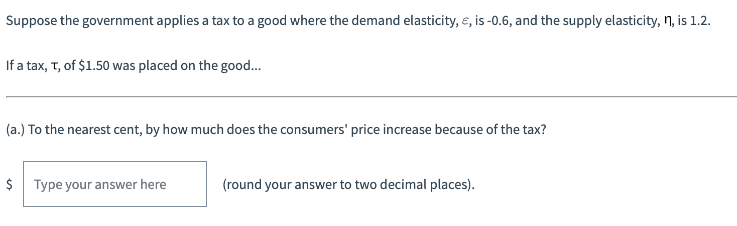 Solved Suppose The Government Applies A Tax To A Good Where | Chegg.com