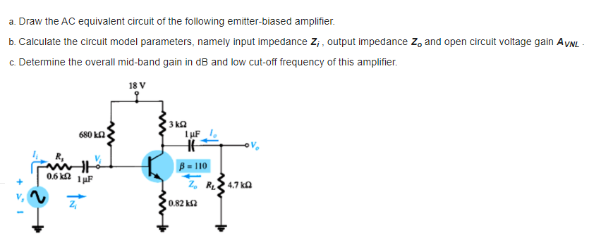 Solved a. Draw the AC equivalent circuit of the following | Chegg.com