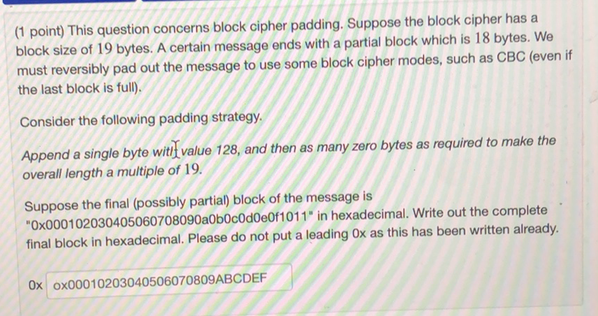 Solved (1 Point) This Question Concerns Block Cipher | Chegg.com