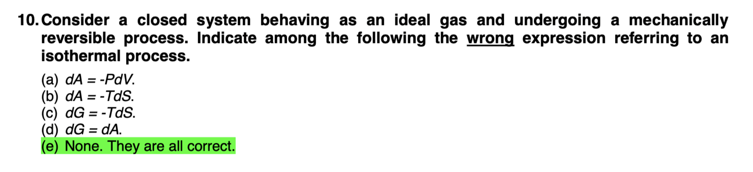 Solved 10. Consider a closed system behaving as an ideal gas | Chegg.com