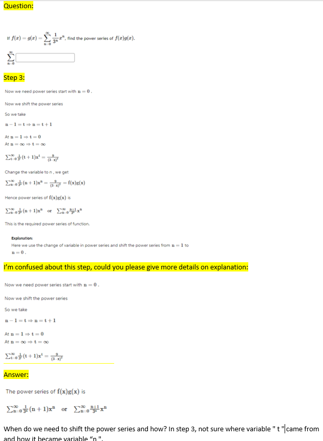 Solved If f(x)=g(x)=∑n=0∞3n1xn, find the power series of | Chegg.com