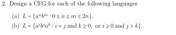 Designing Cfg Syntax Solved Design a CFG for each of the following | Chegg.com