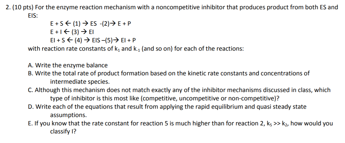 Solved You use the 3 equations given above to do the enzyme | Chegg.com