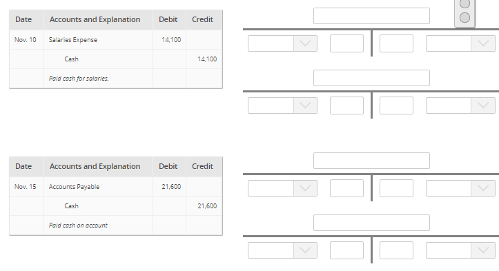 Oa Date Accounts And Explanation Debit Credit Nov Chegg Com