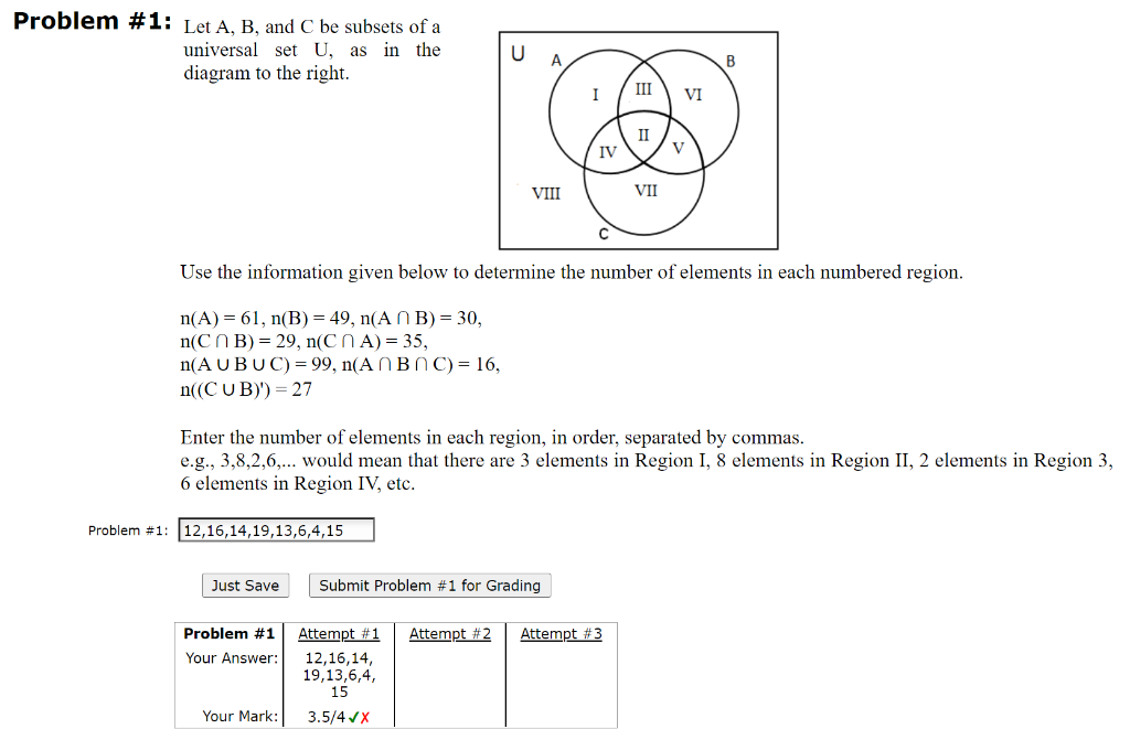 Solved Let A,B, and C be subsets of a universal set U, as in | Chegg.com