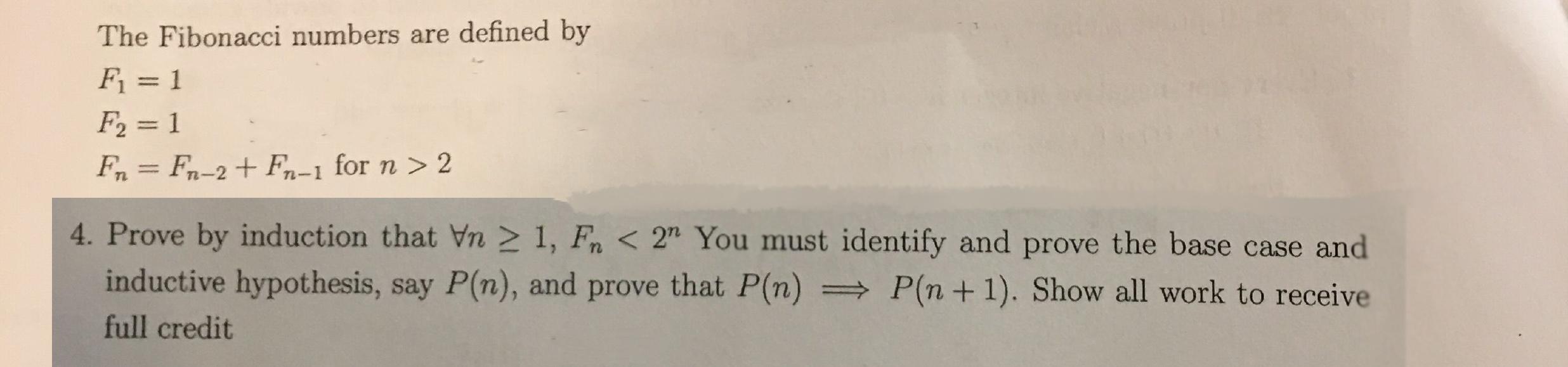 Solved The Fibonacci numbers are defined by | Chegg.com