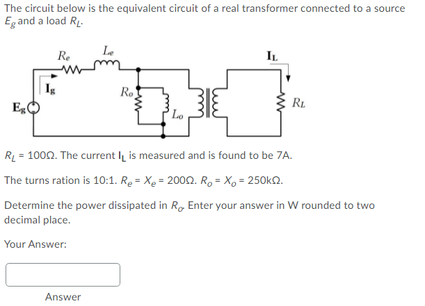 Solved The Circuit Below Is The Equivalent Circuit Of A Real | Chegg.com