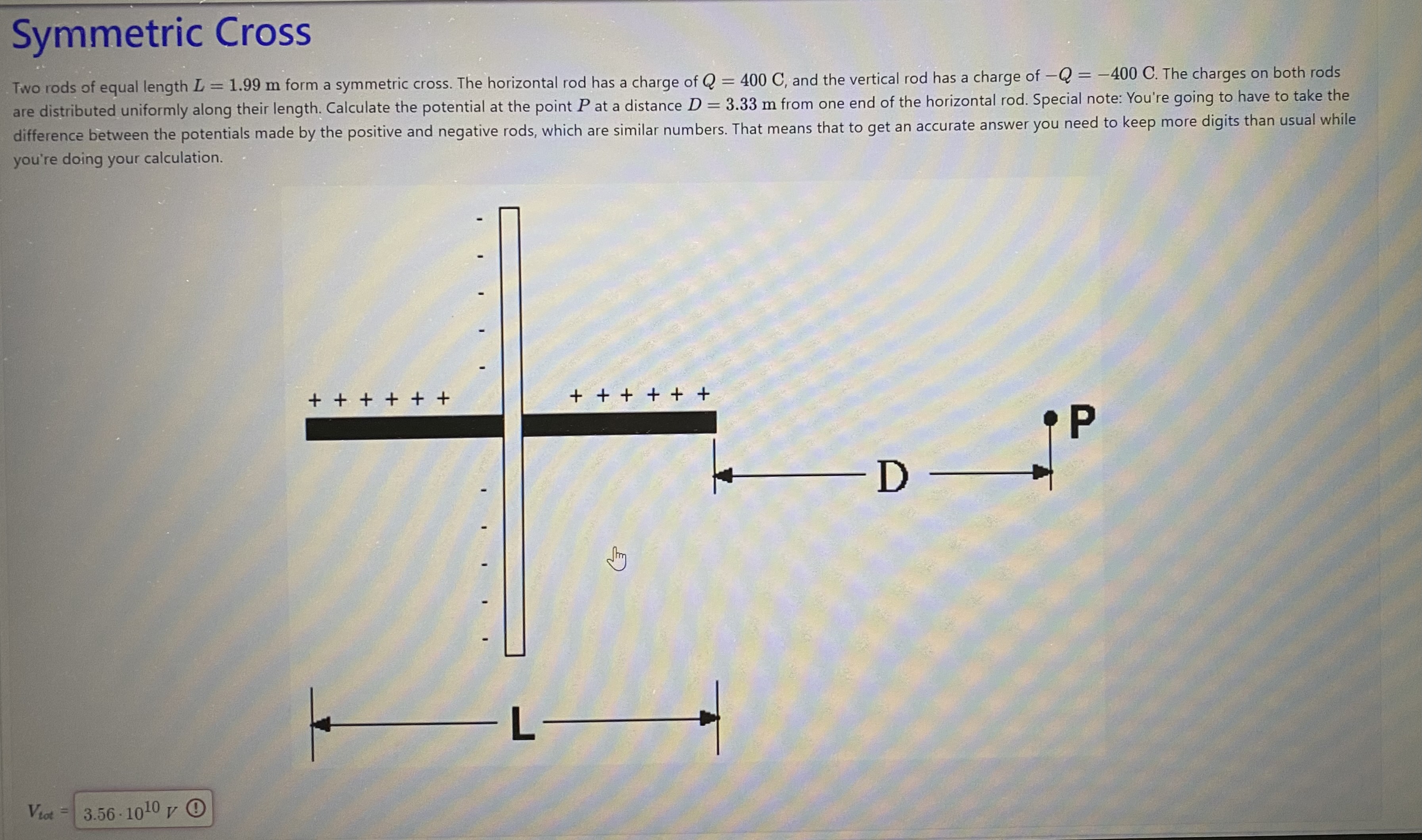 Solved Two rods of equal length L=1.99 m form a symmetric