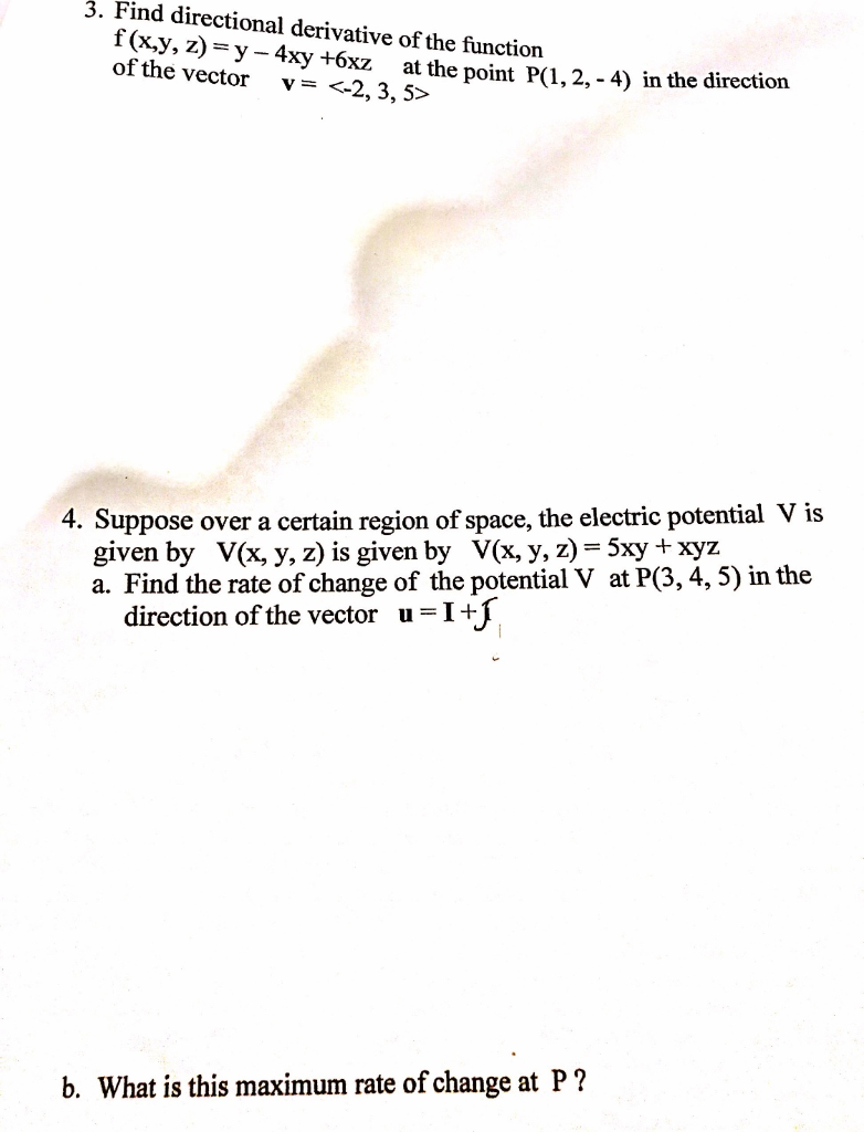 Solved 3 Find Directional Derivative Of The Function F X Y