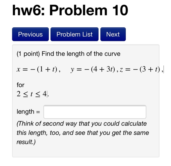 Solved hw6: Problem 10 Previous Problem List Next (1 point) | Chegg.com