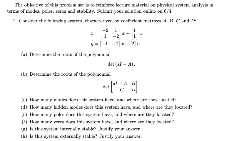 Solved The objective of this problem set is to reinforce | Chegg.com