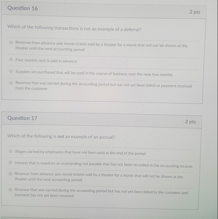 Solved Question 16 2 pts Which of the following transactions | Chegg.com