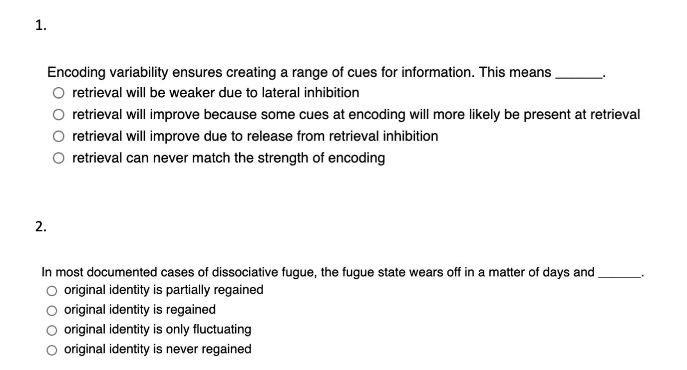 Solved 1 encoding variability ensures creating a range of chegg