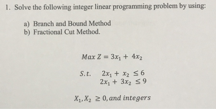 Solved 1. Solve The Following Integer Linear Programming | Chegg.com