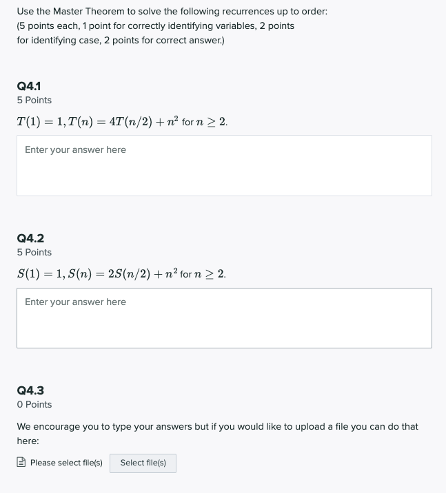 Solved Use The Master Theorem To Solve The Following | Chegg.com