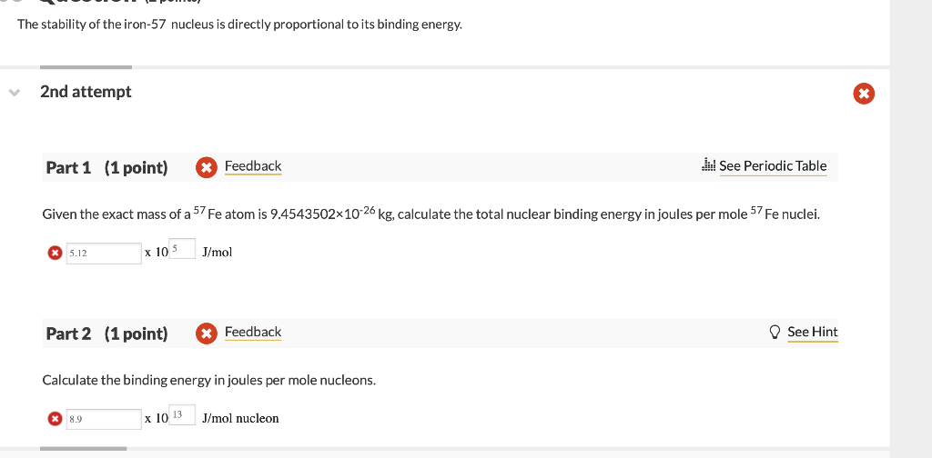 Solved The stability of the iron-57 nucleus is directly | Chegg.com