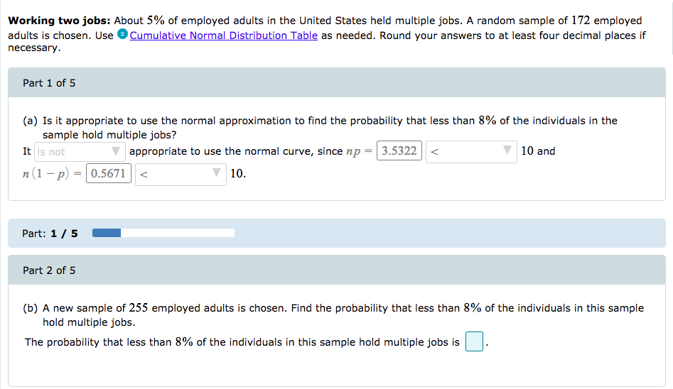 Solved Working two jobs About 5 of employed adults in the