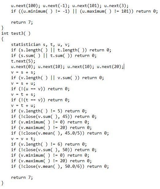 Extend the implementation of the statistician class | Chegg.com