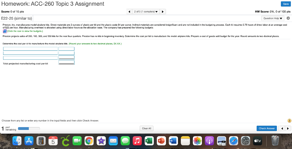 Solved Preston, Inc. Manufacturing Overhead Budget For the
