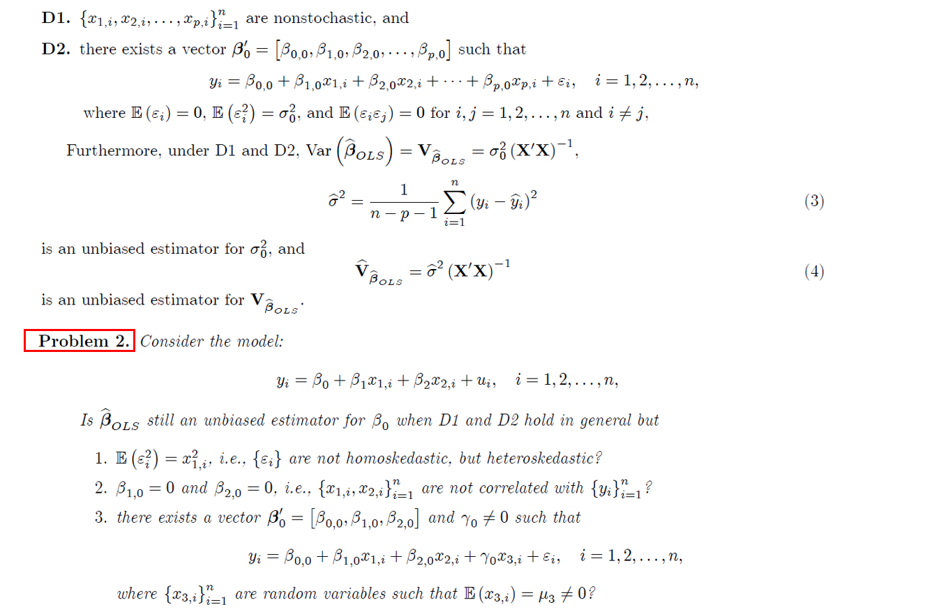 Consider The Model į 1 2 N 1 2 Yi X 3 Chegg Com