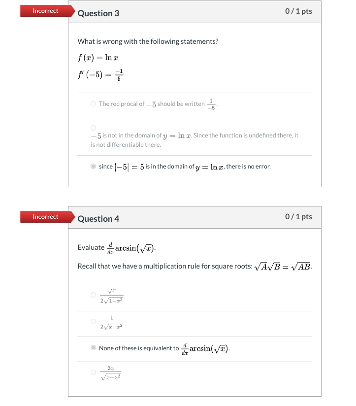 Solved Incorrect Question 3 0/1 pts What is wrong with the | Chegg.com