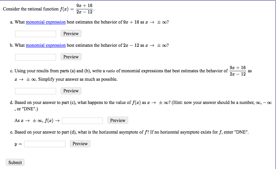 Solved 9x + 16 Consider the rational functio)-2 a. What | Chegg.com