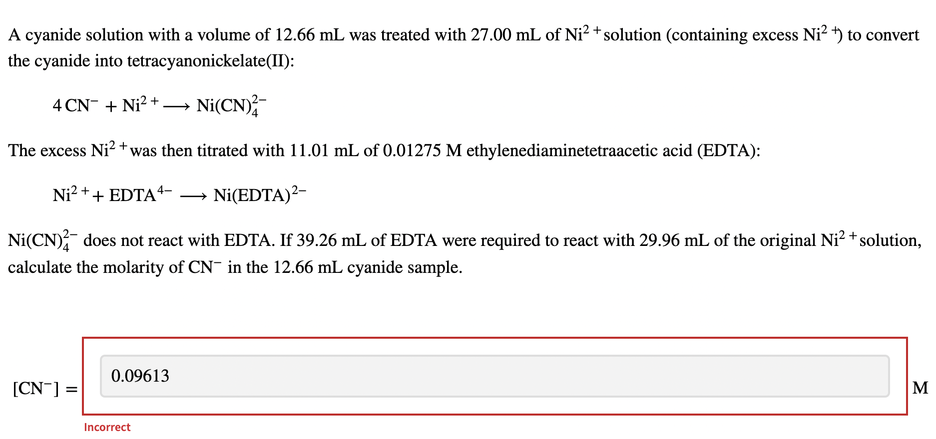 Solved A cyanide solution with a volume of 12.66 mL was | Chegg.com