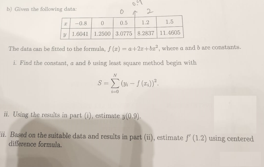 Solved B) Given The Following Data: The Data Can Be Fitted | Chegg.com