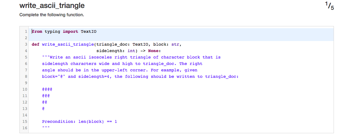 Solved write_ascii_triangle Complete the following function. | Chegg.com