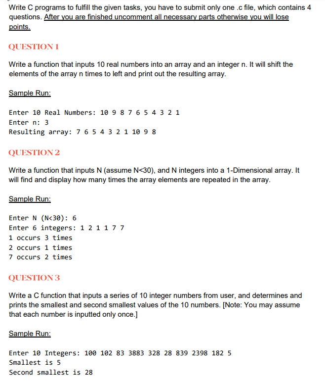 Solved Write C programs to fulfill the given tasks, you have | Chegg.com