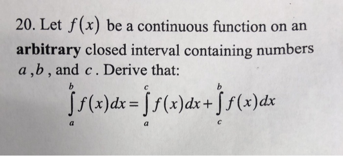 Solved 20. Let f (x) be a continuous function on an | Chegg.com